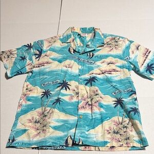Men's Tropical Casual Button Down Shirt - Blue